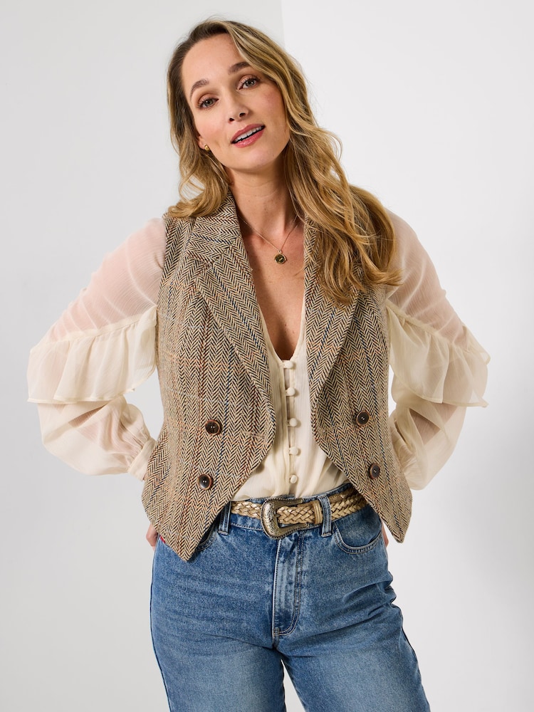 Joe Browns Brown Spring Days Tweed Waistcoat - Image 2 of 8