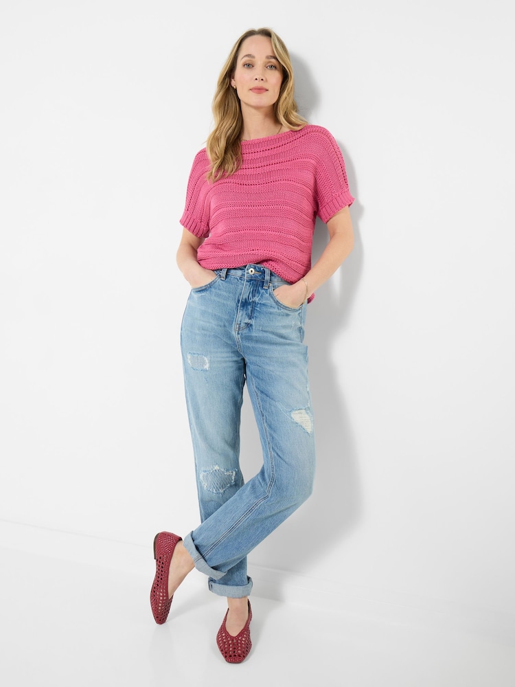 Joe Browns Pink Summer Days Short Sleeve Knitted Jumper - Image 2 of 5