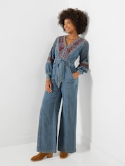 Joe Browns Blue Boutique Embroidered Denim Jumpsuit - Image 2 of 6