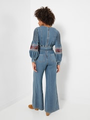 Joe Browns Blue Boutique Embroidered Denim Jumpsuit - Image 3 of 6