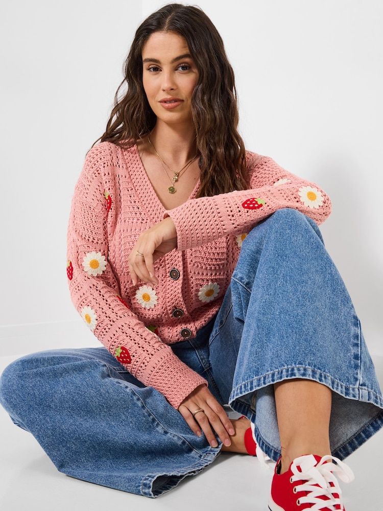 Joe Browns Pink Emilia Embroidered Cardigan - Image 1 of 5