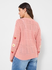 Joe Browns Pink Emilia Embroidered Cardigan - Image 3 of 5