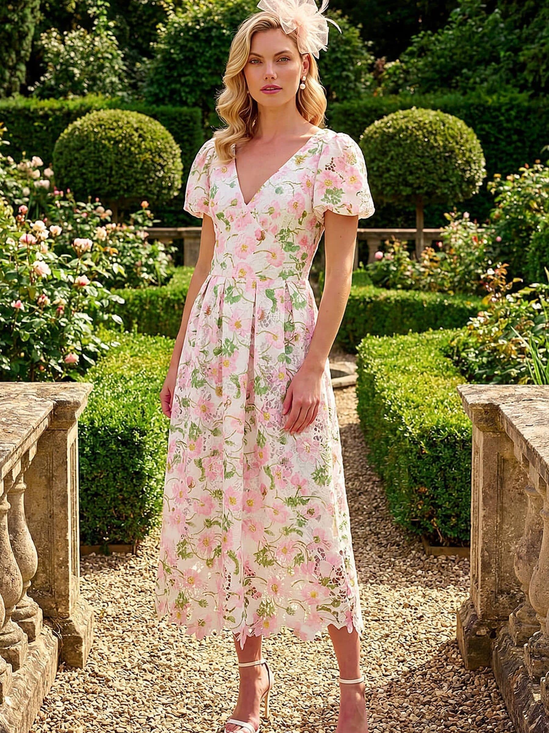 Roman Women's Ivory Floral Crochet Lace Midi Dress Size 20 - Image 2