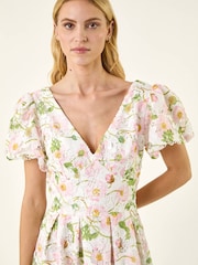 Roman White Crochet Lace V-Neck Dress - Image 4 of 5