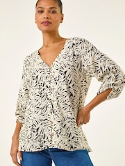 Roman White Abstract Hotfix Blouse - Image 1 of 5