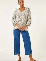 Roman White Abstract Hotfix Blouse - Image 3 of 5