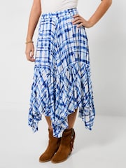 Joe Browns Blue Summer Check Hanky Hem Skirt - Image 2 of 6