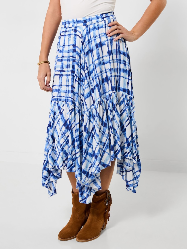 Joe Browns Blue Summer Check Hanky Hem Skirt - Image 2 of 6