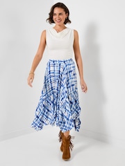 Joe Browns Blue Summer Check Hanky Hem Skirt - Image 4 of 6