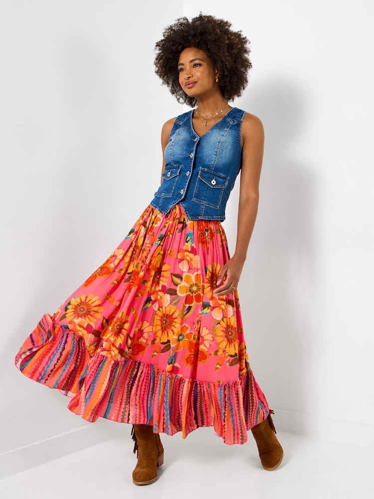 Joe Browns Pink Elena Border Hem Maxi Skirt - Image 2 of 6