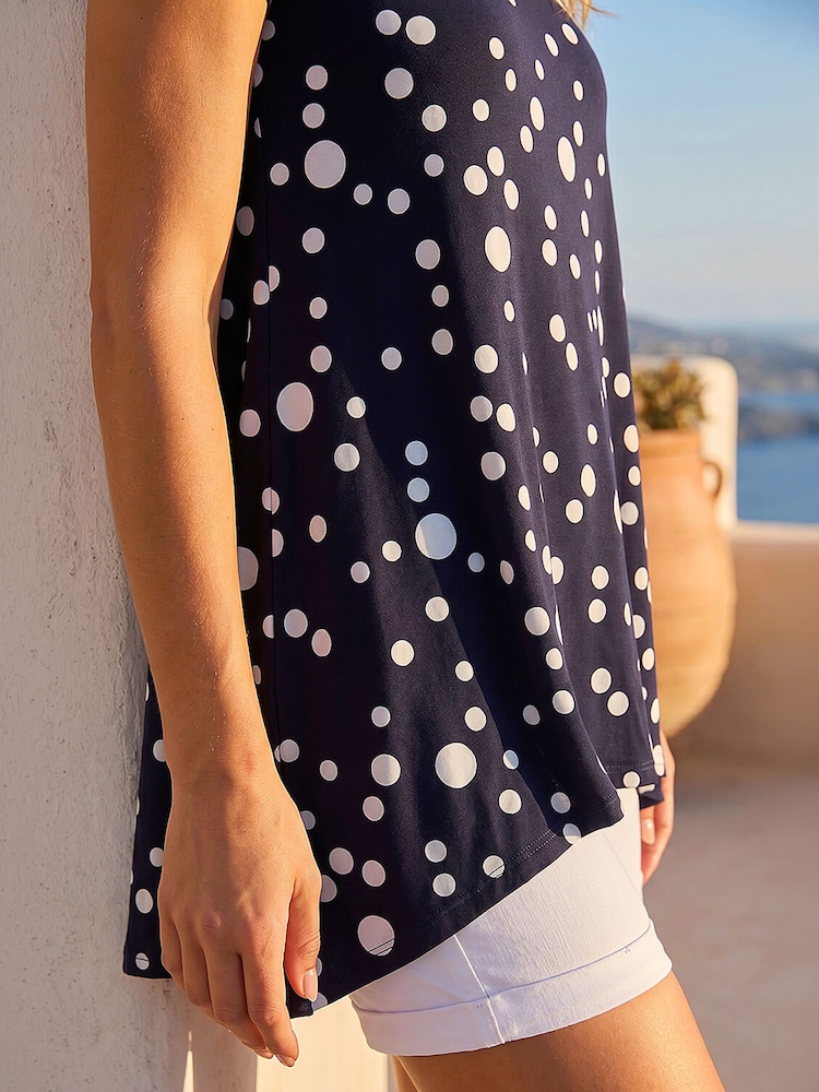 Roman Blue Spot Print Hanky Hem Stretch Top - Image 5 of 5 Roman Blue Spot Print Hanky Hem Stretch Top - Image 5 of 5