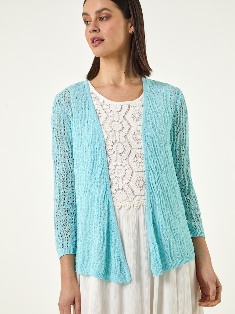 Roman Blue Light Weight Stitch Cardigan - Image 1 of 5