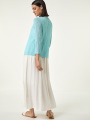 Roman Blue Light Weight Stitch Cardigan - Image 3 of 5