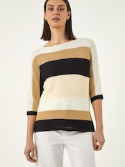 Roman Natural Colour Block Stripe Jumper - Image 4 of 5