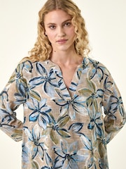 Roman Blue Floral Wrap Hem Tunic Top - Image 4 of 5