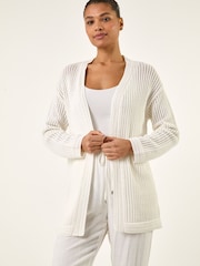 أبيض - سترة كارديغان محبوكة بغرز من Roman - صورة 1 من 5