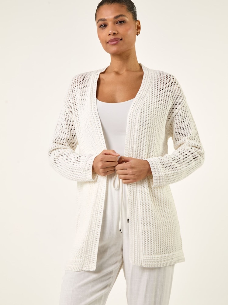 أبيض - سترة كارديغان محبوكة بغرز من Roman - صورة 1 من 5 أبيض - سترة كارديغان محبوكة بغرز من Roman - صورة 1 من 5
