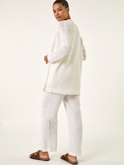 أبيض - سترة كارديغان محبوكة بغرز من Roman - صورة 3 من 5