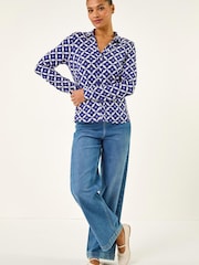 Roman Blue Geo Print Shirt - Image 2 of 5
