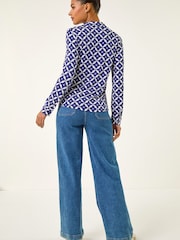 Roman Blue Geo Print Shirt - Image 3 of 5