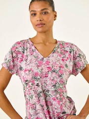 Roman Pink Burnout Print Blouses - Image 4 of 5