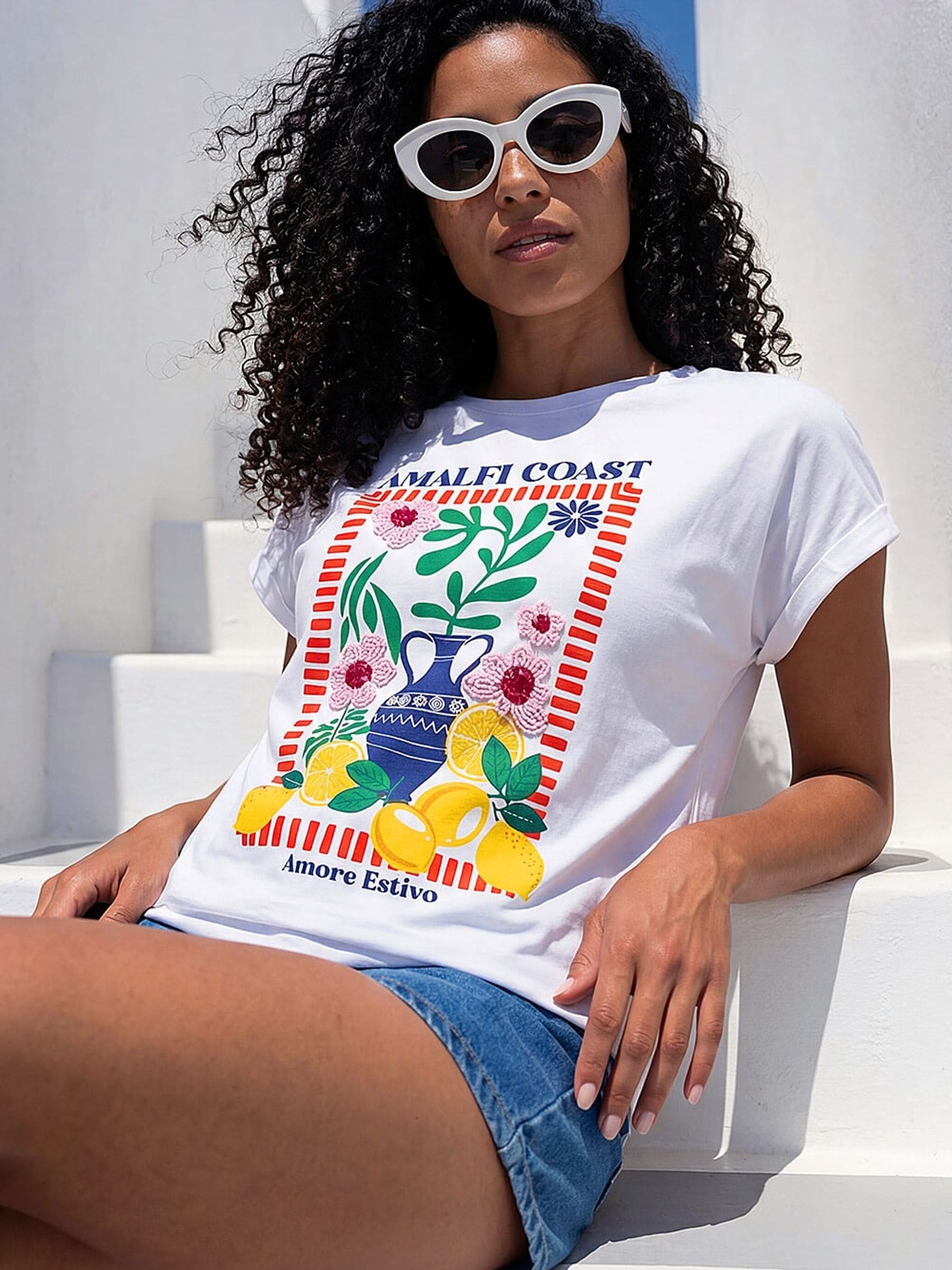 Buy Roman White Placement Print Beaded T-Shirt from Next USA