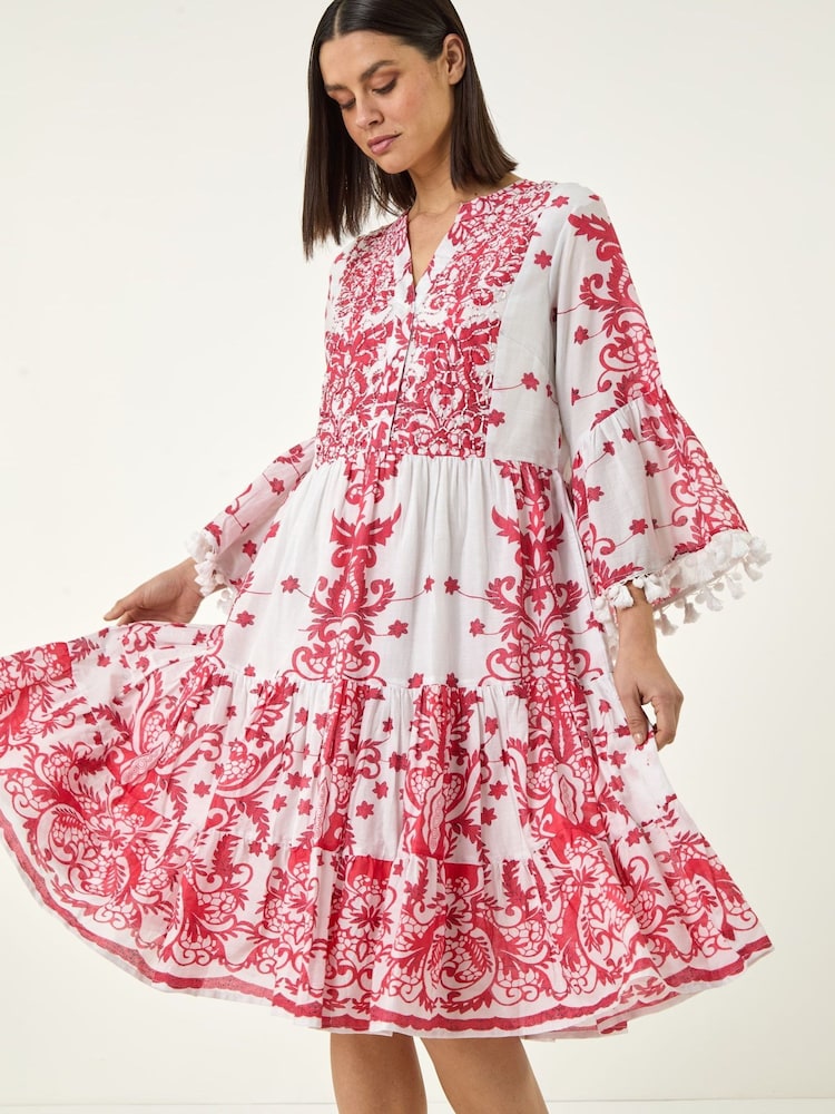 Roman Pink Bead Detail Smock Dress - Image 1 of 5