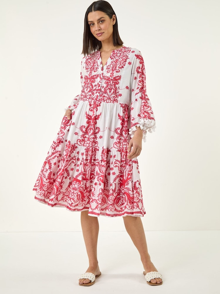 Roman Pink Bead Detail Smock Dress - Image 2 of 5