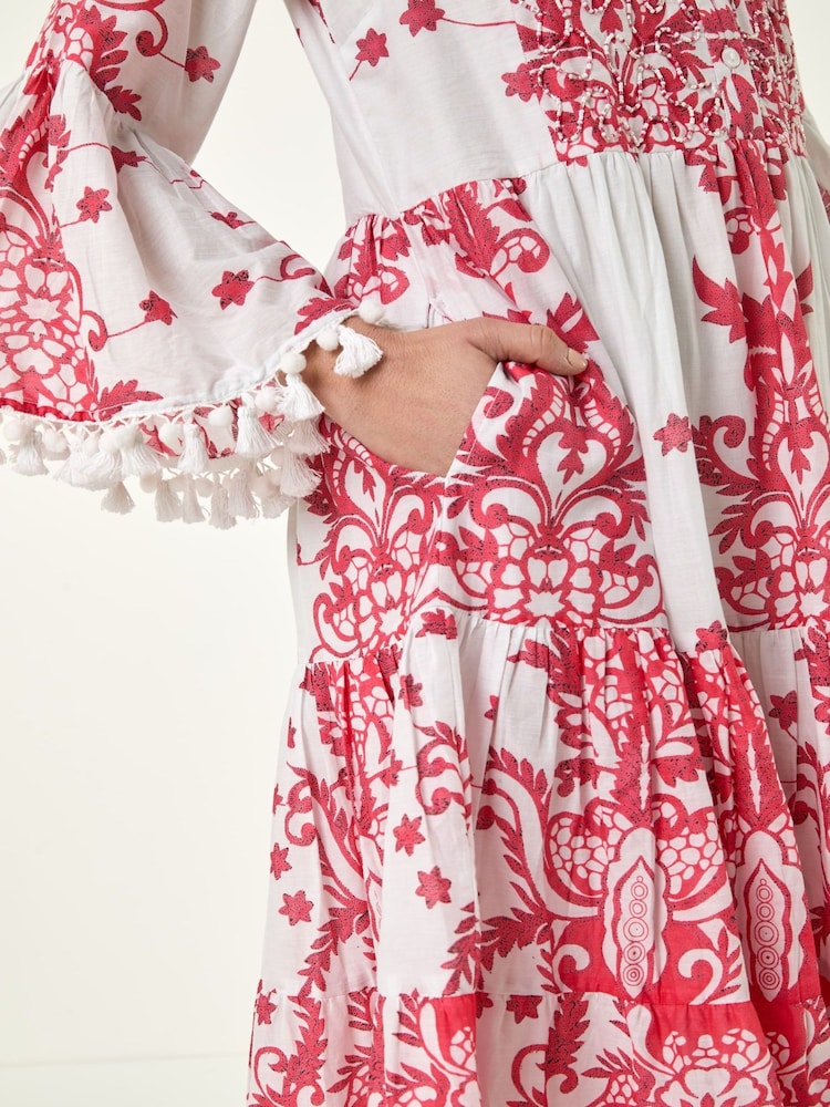 Roman Pink Bead Detail Smock Dress - Image 5 of 5