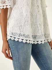 Roman White Lace Bardot Top - Image 5 of 5