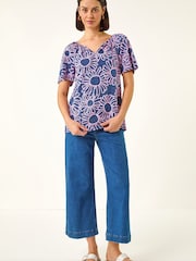 Roman Textured Floral Top - 5şəkildən 1 şəkil