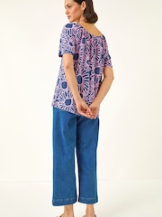 Roman Textured Floral Top - 5şəkildən 3 şəkil