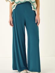 Roman Blue Wide Leg Stretch Trousers - Image 4 of 5