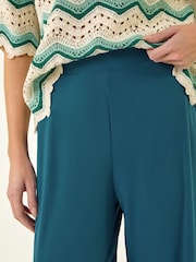 Roman Blue Wide Leg Stretch Trousers - Image 5 of 5
