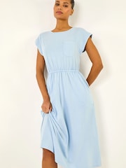 Roman Blue T-Shirt Pocket Detail Midi Dress - Image 1 of 5