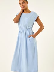 Roman Blue T-Shirt Pocket Detail Midi Dress - Image 4 of 5