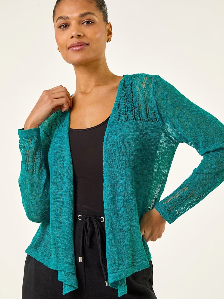 Roman Blue Textured Knit Shrug - Image 1 of 5
