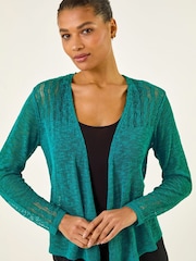 Roman Blue Textured Knit Shrug - Image 4 of 5