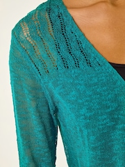 Roman Blue Textured Knit Shrug - Image 5 of 5