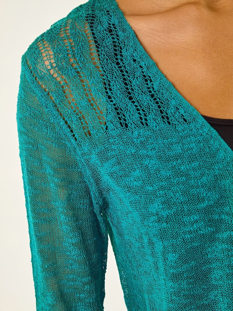 Roman Blue Textured Knit Shrug - Image 5 of 5