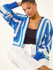 Roman Blue Crochet Cardigan - Image 1 of 5
