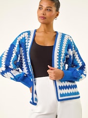 Roman Blue Crochet Cardigan - Image 3 of 5