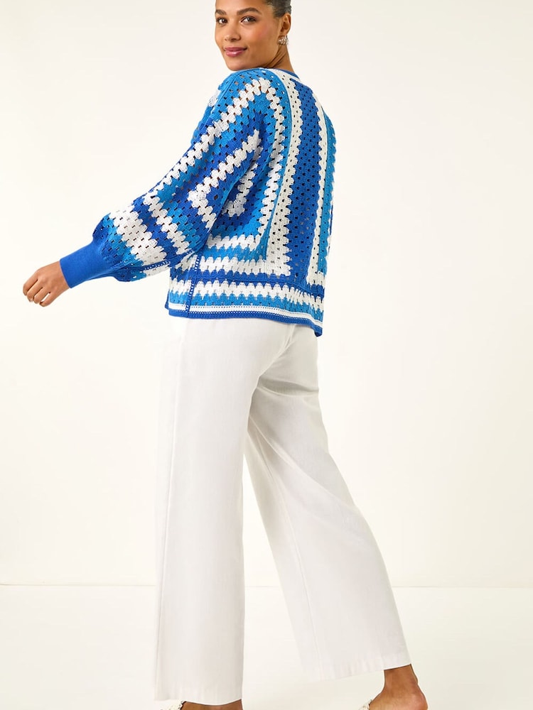 Roman Blue Crochet Cardigan - Image 5 of 5