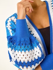 Roman Blue Crochet Cardigan - Image 6 of 6