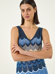 Roman Blue Wave Chevron Knitted Vest - Image 4 of 5