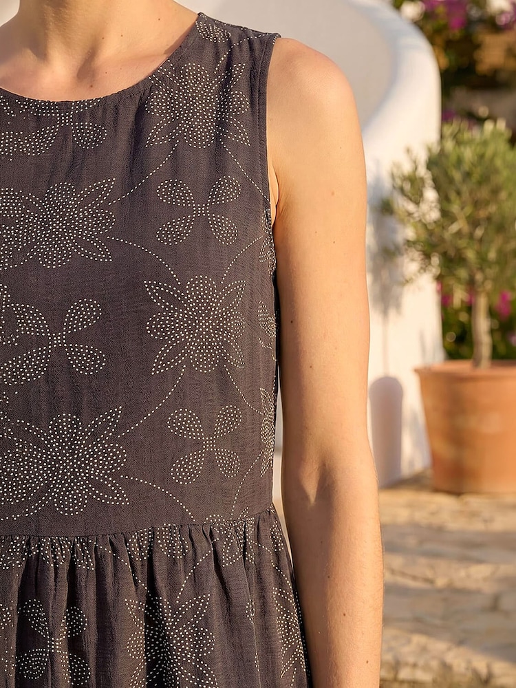 Roman Black Floral Motif Midi Dress - Image 4 of 4