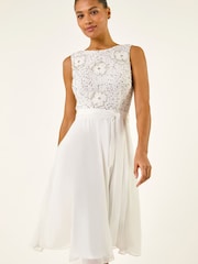 Roman White Premium Beaded Dress - Image 1 of 5