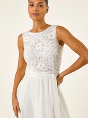 Roman White Premium Beaded Dress - Image 4 of 5