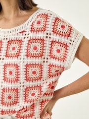 Roman Orange Crochet Knit T-Shirt - Image 5 of 5