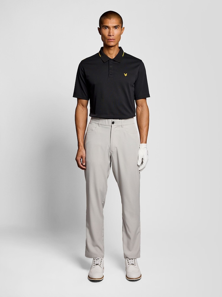 Lyle & Scott Black Golf 1874 Tipped Tech Polo Shirt - Image 2 of 6 Lyle & Scott Black Golf 1874 Tipped Tech Polo Shirt - Image 2 of 6